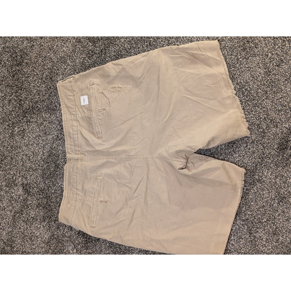 American Eagle Mens Flex Khaki Shorts Tan Distressed Raw Hem Size 33 - Picture 2 of 9